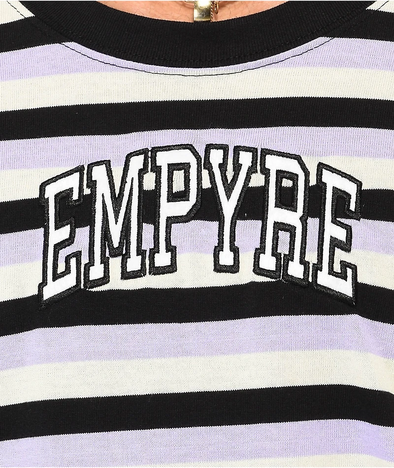 Empyre Good Sport Black, White & Purple Stripe Long Sleeve T-Shirt