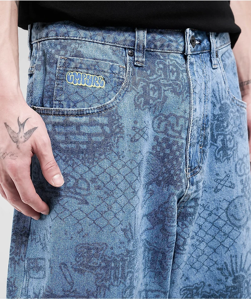 Empyre Graf Blue Ultra Wide Skate Jeans
