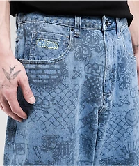 Empyre Graf Blue Ultra Wide Skate Jeans