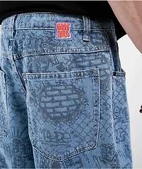Empyre Graf Blue Ultra Wide Skate Jeans