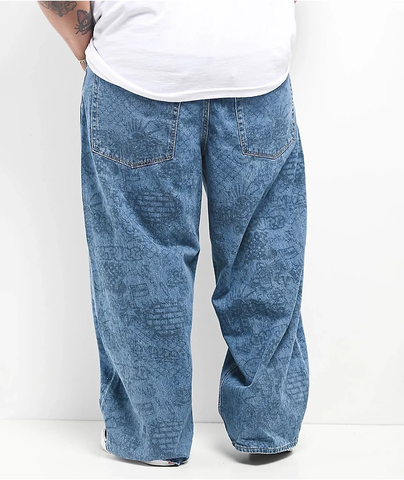 Empyre Graf Blue Ultra Wide Skate Jeans