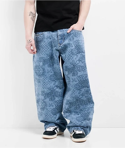 Empyre Graf Blue Ultra Wide Skate Jeans