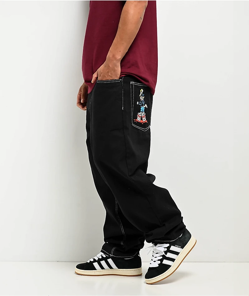 Empyre Graffiti Cat Black Ultra Loose Skate Jeans