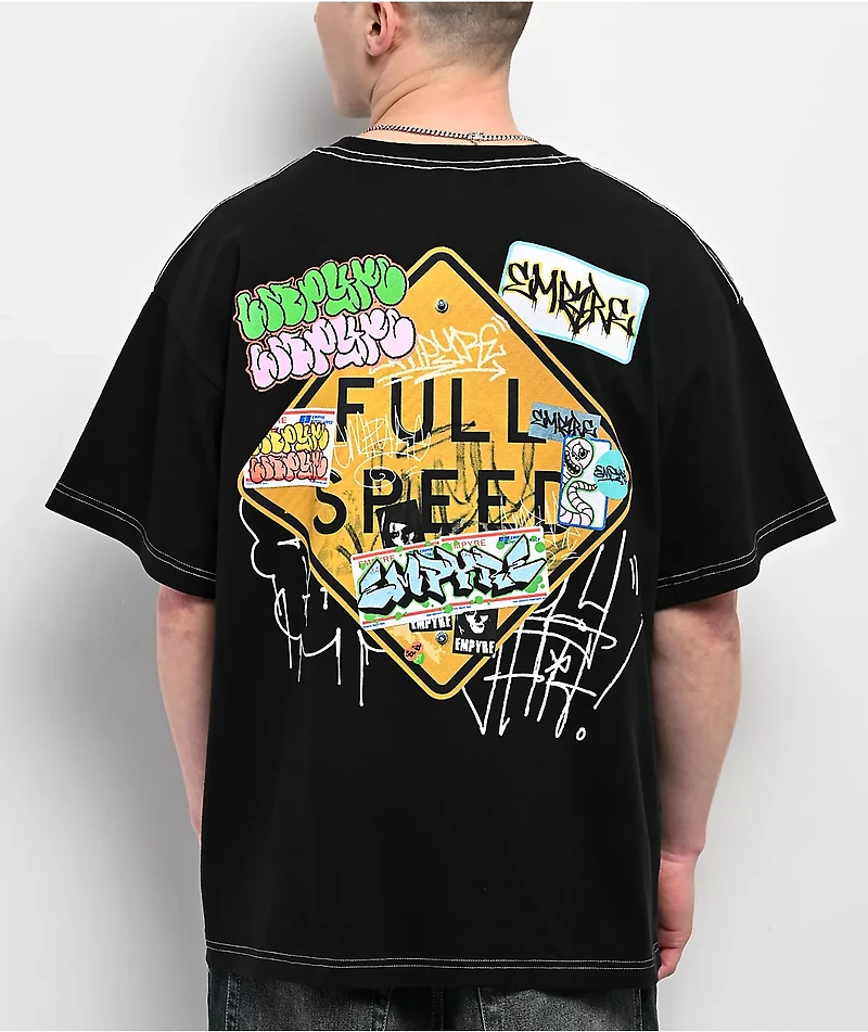 Empyre Graffiti Sign Embroidered Black T-Shirt