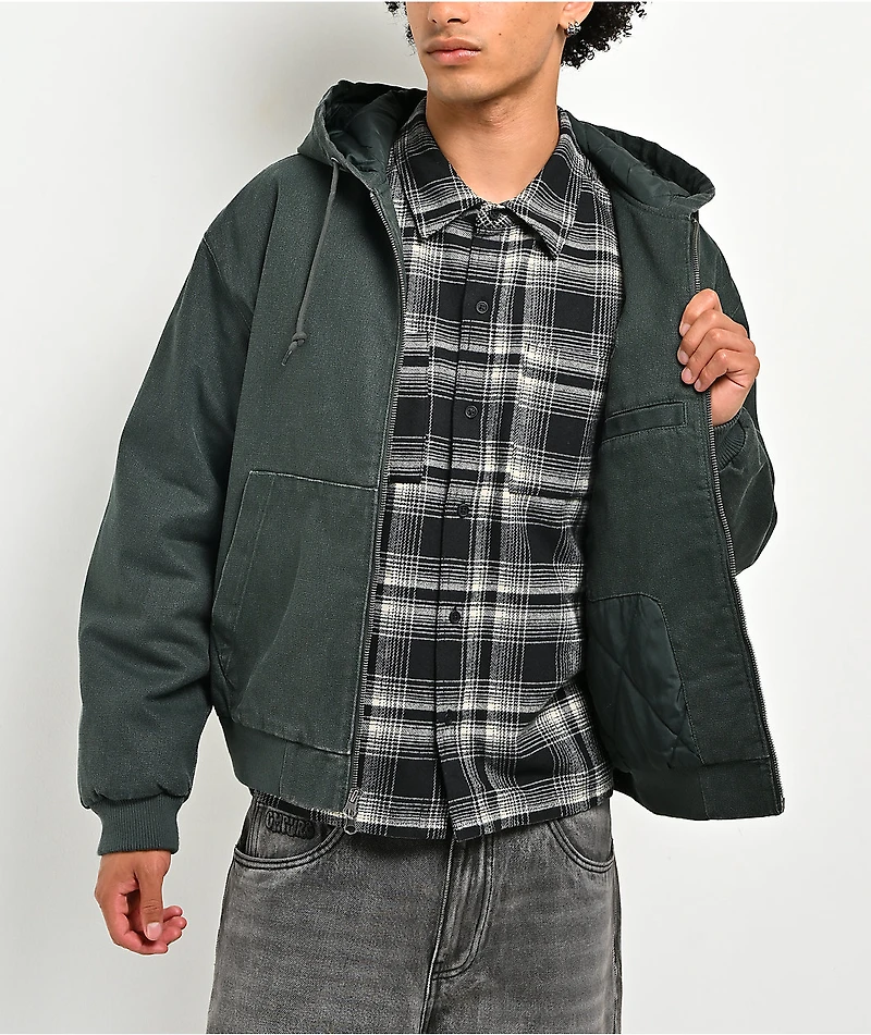 Empyre Grate Green Wash Canvas Crop Jacket