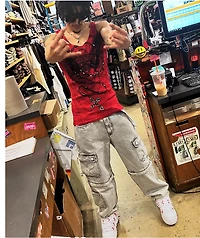 Empyre Grey Zip Off Cargo Denim Skate Jeans