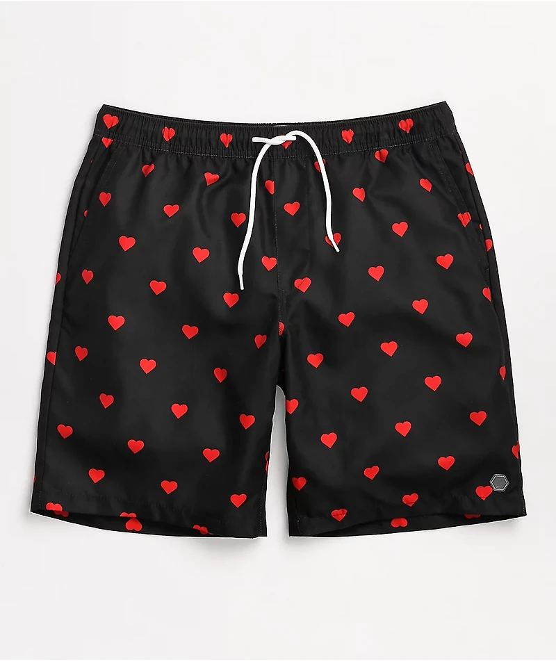 Empyre Grom Hearts Black & Red Board Shorts