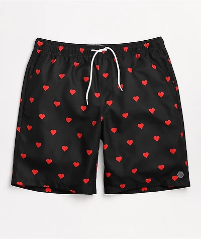 Empyre Grom Hearts Black & Red Board Shorts