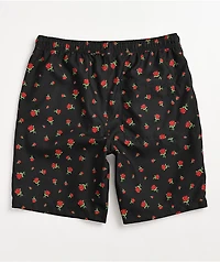 Empyre Grom Roses Black & Red Elastic Waist Board Shorts