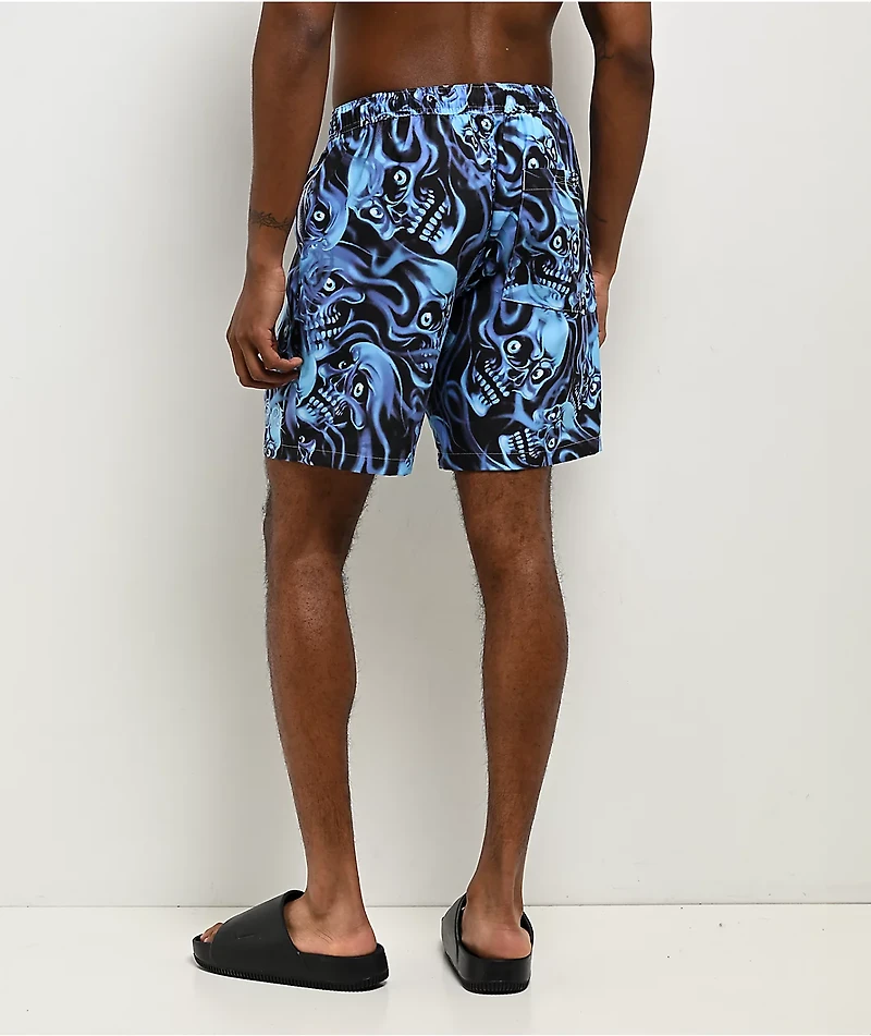 Empyre Grom Smokeshow Skulls Blue & Black Board Shorts