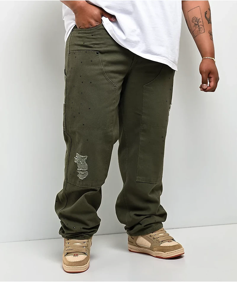 Empyre Hammer Man Green Canvas Loose Fit Carpenter Skate Pants