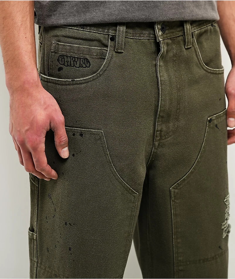 Empyre Hammer Man Green Canvas Loose Fit Carpenter Skate Pants