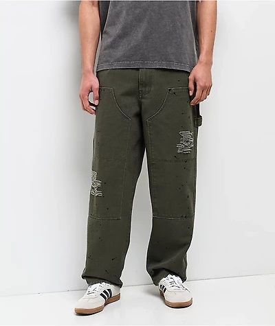 Empyre Hammer Man Green Canvas Loose Fit Carpenter Skate Pants
