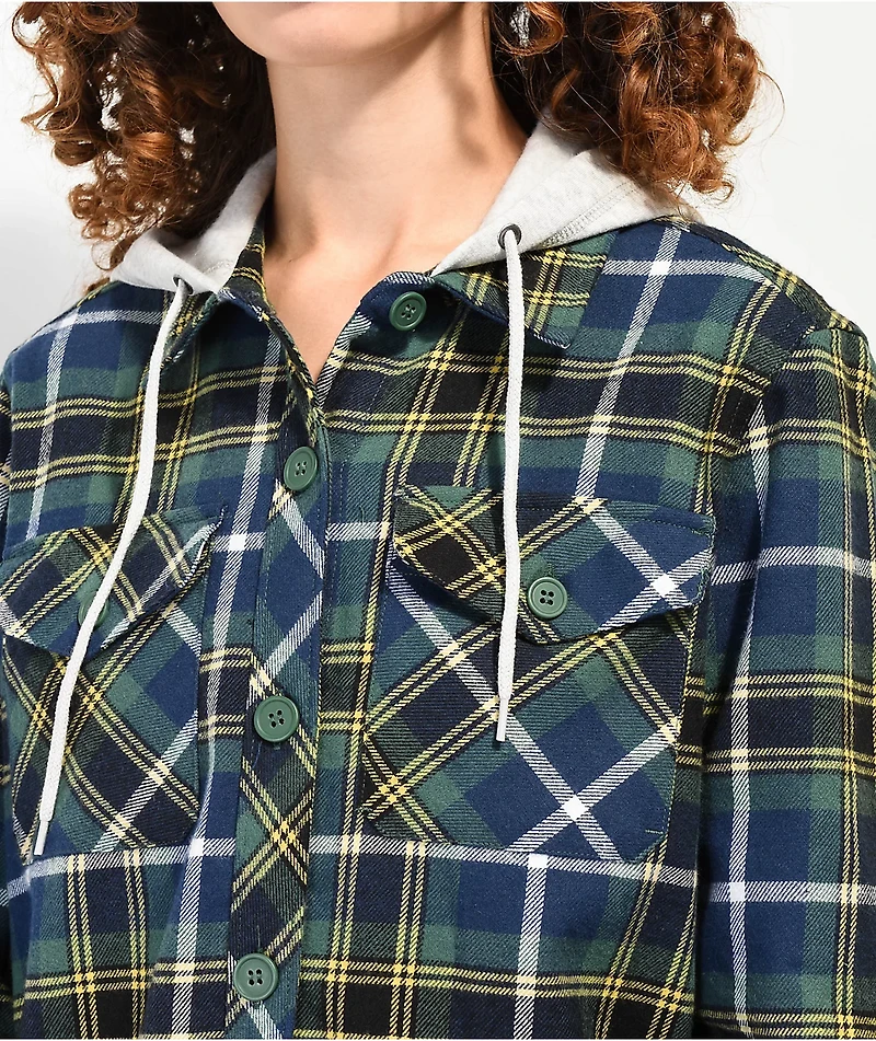 Empyre Holly Blue & Green Hooded Flannel Shirt
