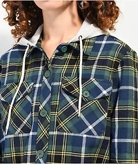 Empyre Holly Blue & Green Hooded Flannel Shirt