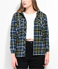 Empyre Holly Blue & Green Hooded Flannel Shirt