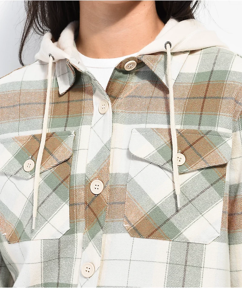 Empyre Holly Green & Grey Hooded Flannel Jacket