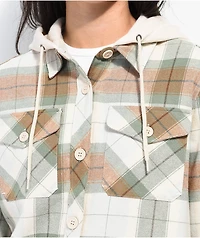 Empyre Holly Green & Grey Hooded Flannel Jacket
