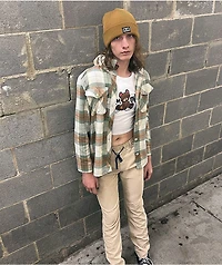 Empyre Holly Green & Grey Hooded Flannel Jacket
