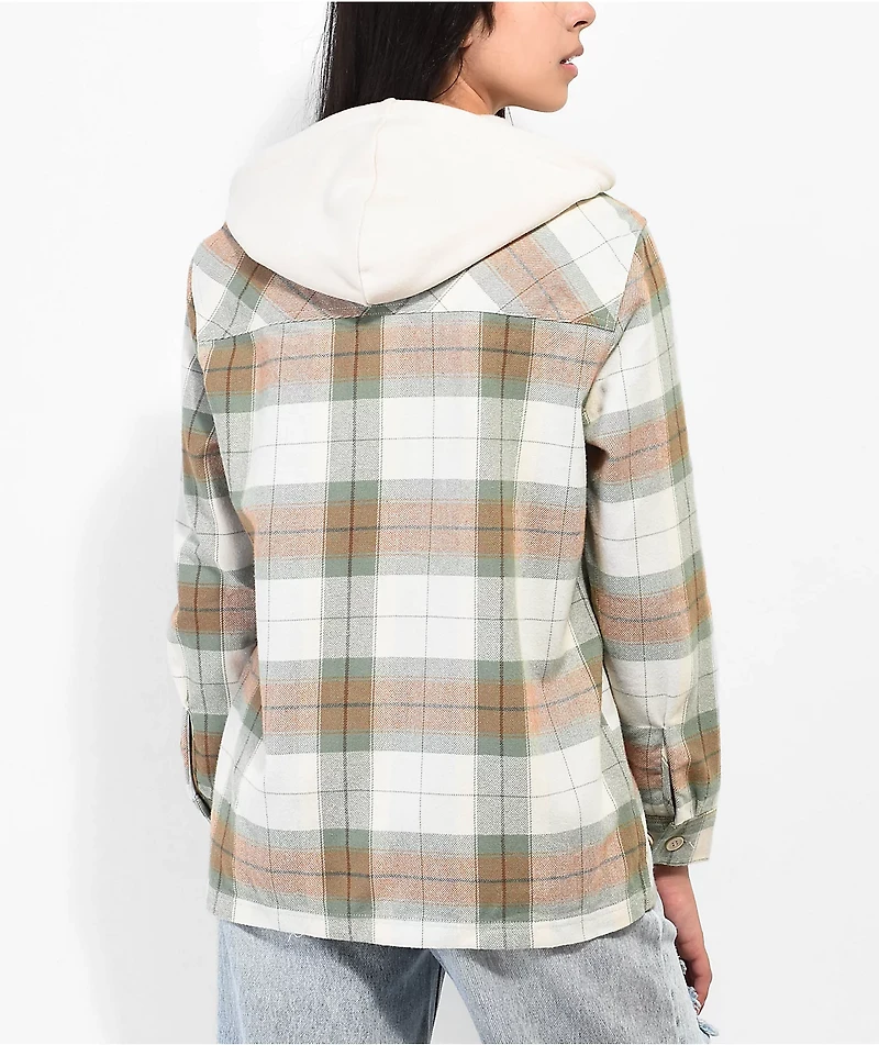 Empyre Holly Green & Grey Hooded Flannel Jacket