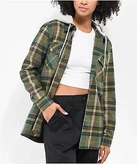 Empyre Holly Yin Yang Green & Grey Hooded Flannel Shirt