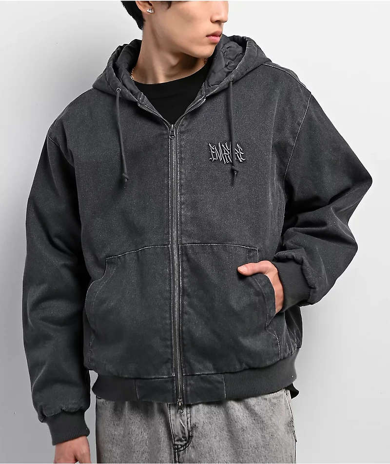 Empyre Hooded Black Wash Chore Jacket
