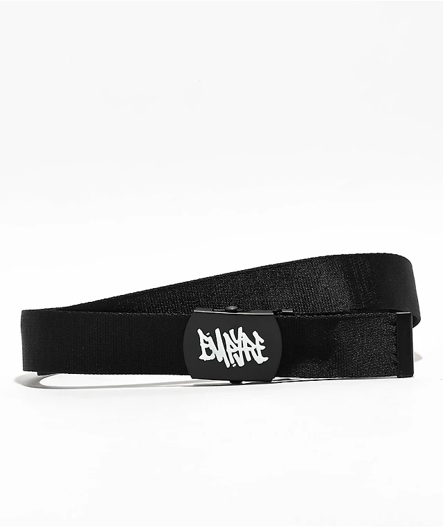 Neff Reversible Canvas Web Belt For Men - Slide Buckle, Blue Geometric/Black, OSFM Adjustable