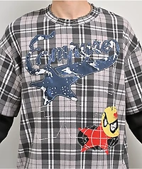 Empyre Jigsaw Grey Plaid 2fer Long Sleeve T-Shirt