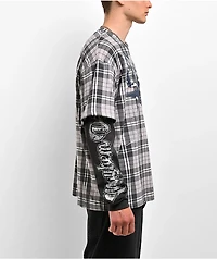 Empyre Jigsaw Grey Plaid 2fer Long Sleeve T-Shirt