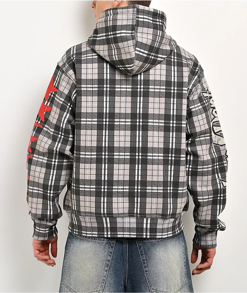 Empyre Jigsaw Grey Plaid Zip Hoodie