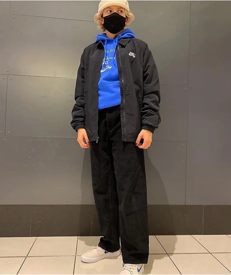 Empyre Johnny Black Elastic Waist Corduroy Skate Pants