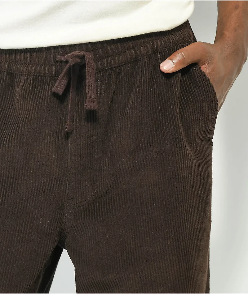 Empyre Johnny Elastic Waist Loose Fit Corduroy Brown Sk8 Pants