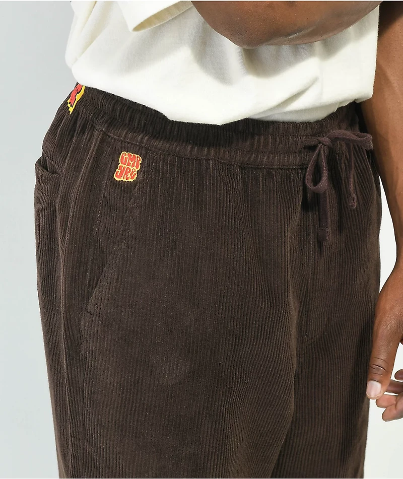 Empyre Johnny Elastic Waist Loose Fit Corduroy Brown Sk8 Pants