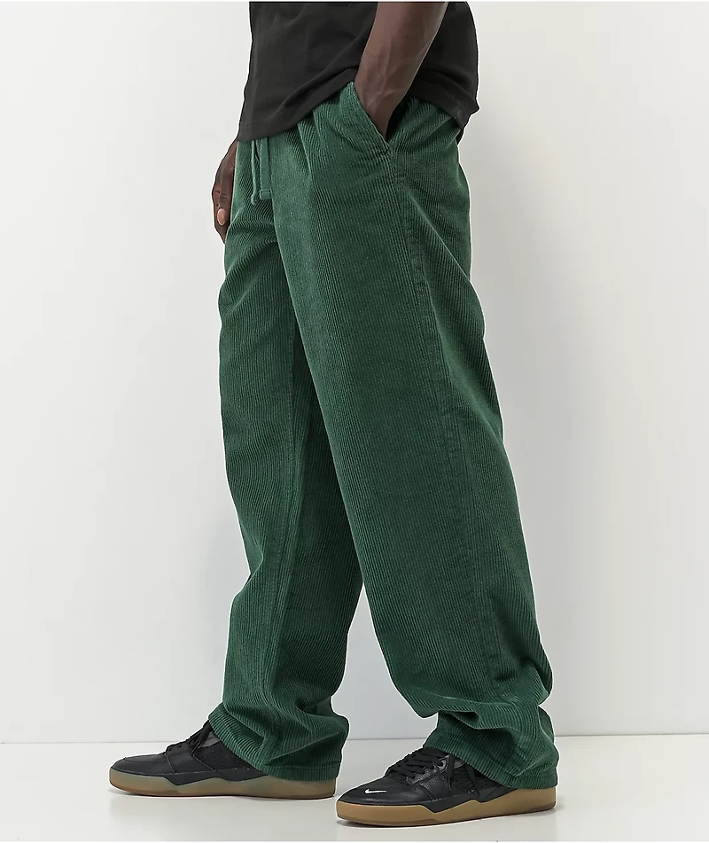Empyre Johnny Loose Fit Green Elastic Waist Corduroy Skate Pants