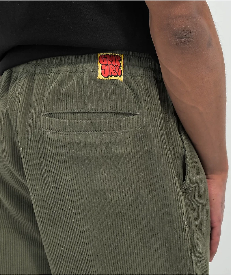 Empyre Johnny Olive Elastic Waist Corduroy Skate Pants