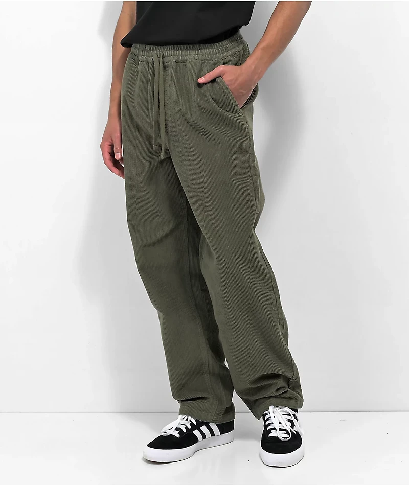 Empyre Johnny Olive Elastic Waist Corduroy Skate Pants