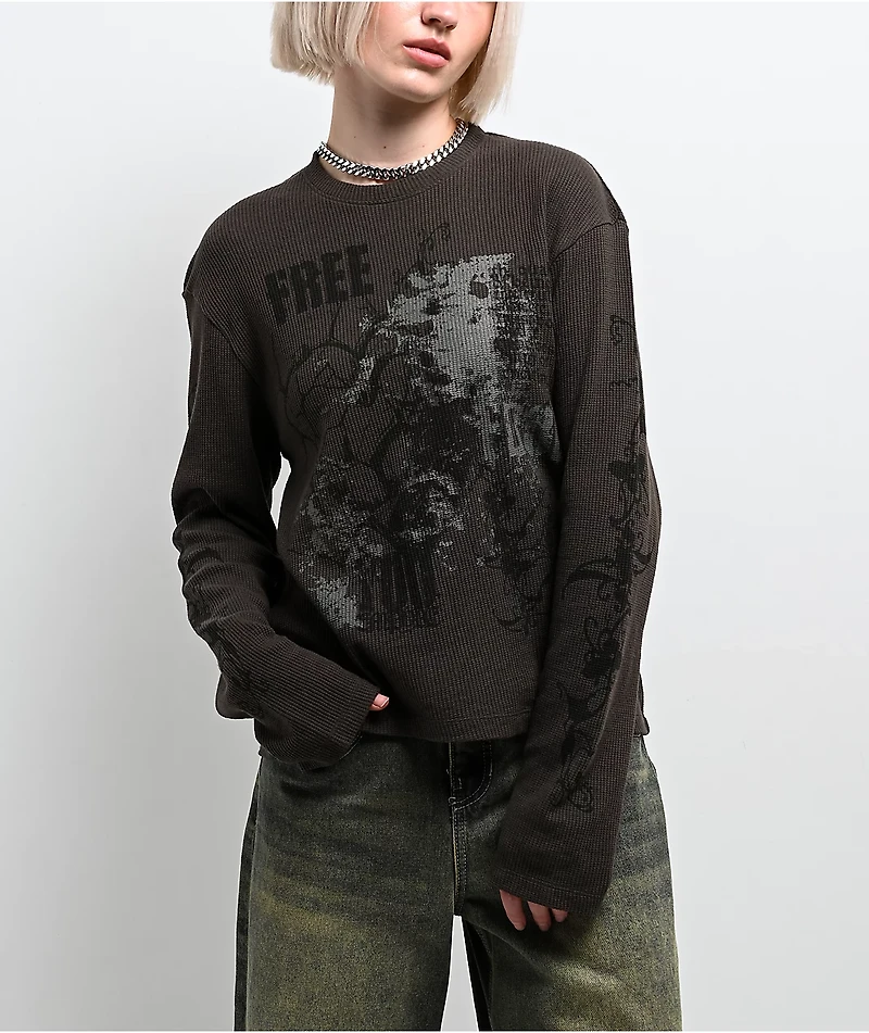 Empyre Jovie Grey Thermal Long Sleeve T-Shirt