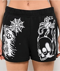 Empyre Jules Airbrush Skull Black Sweat Shorts