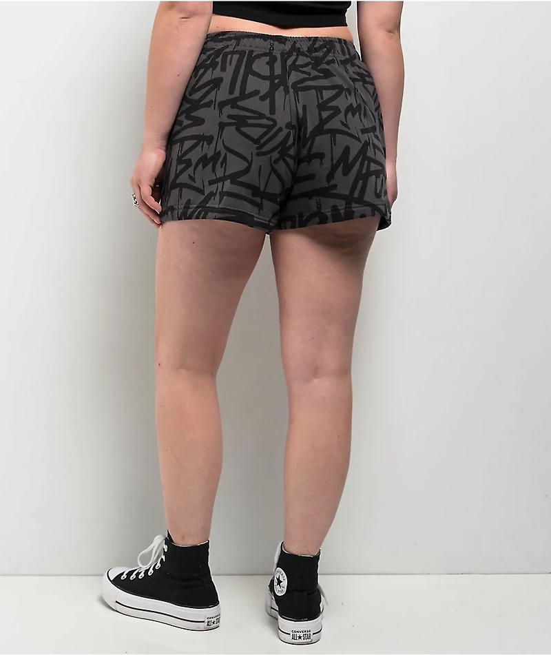 Empyre Jules Graffiti Raven Black Sweat Shorts