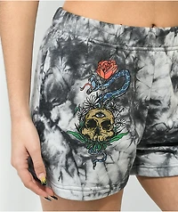 Empyre Jules Skull Black Tie Dye Sweat Shorts