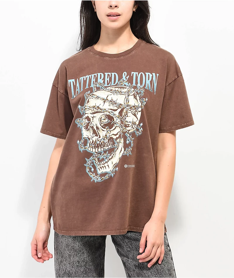 Empyre Julien Barbed Skull Brown T-Shirt