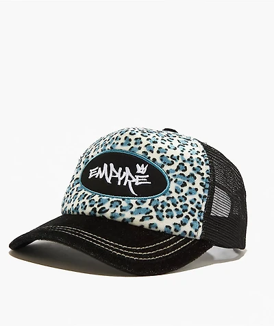 Empyre Jungle Black & Blue Velvet Trucker Hat