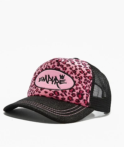 Empyre Jungle Black & Pink Velvet Trucker Hat
