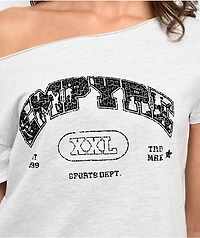 Empyre Kasey Off Shoulder Grey Boxy Crop T-Shirt