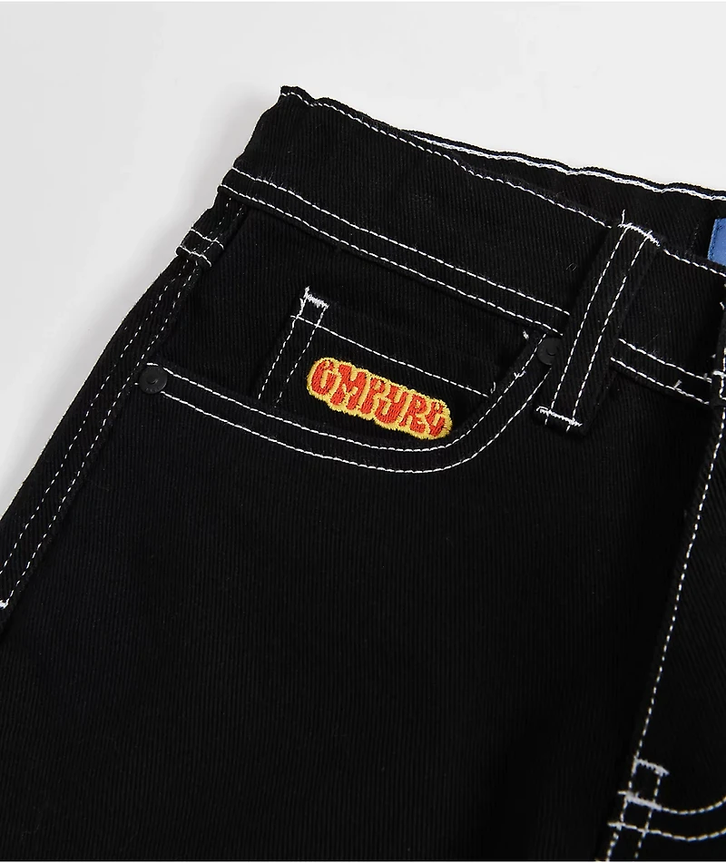 Empyre Kids Embroidered Loose Fit Black Denim Skate Jeans