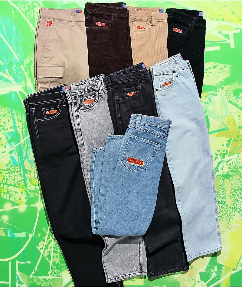 Empyre Kids Embroidered Loose Fit Black Denim Skate Jeans