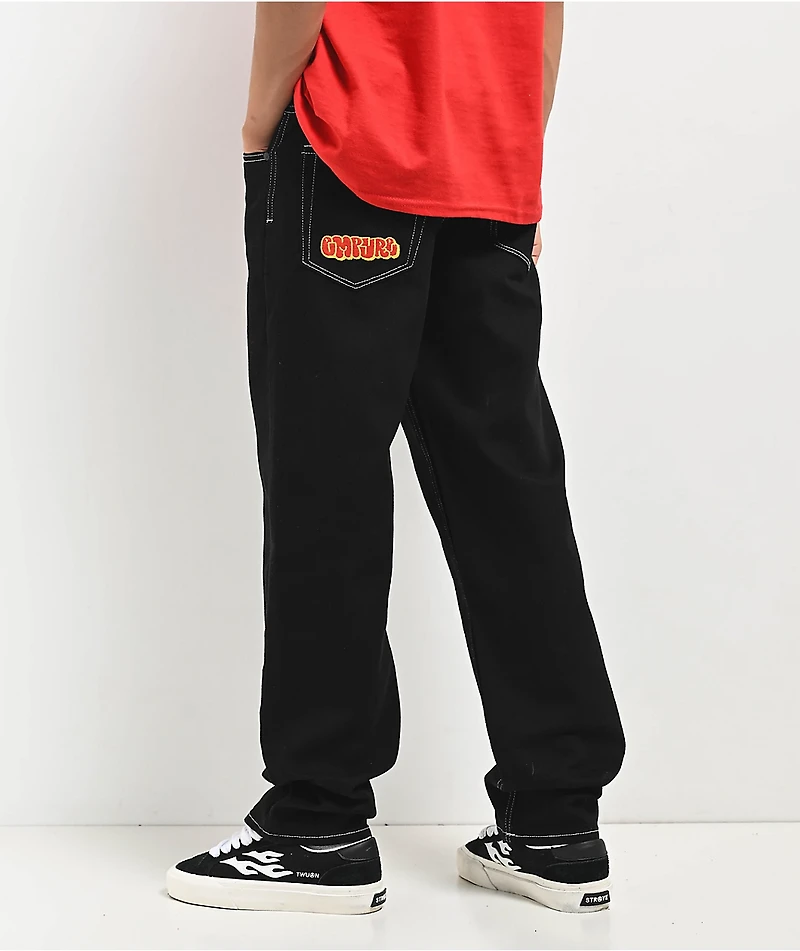 Empyre Kids Embroidered Loose Fit Black Denim Skate Jeans