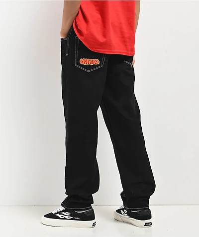 Empyre Kids Embroidered Loose Fit Black Denim Skate Jeans