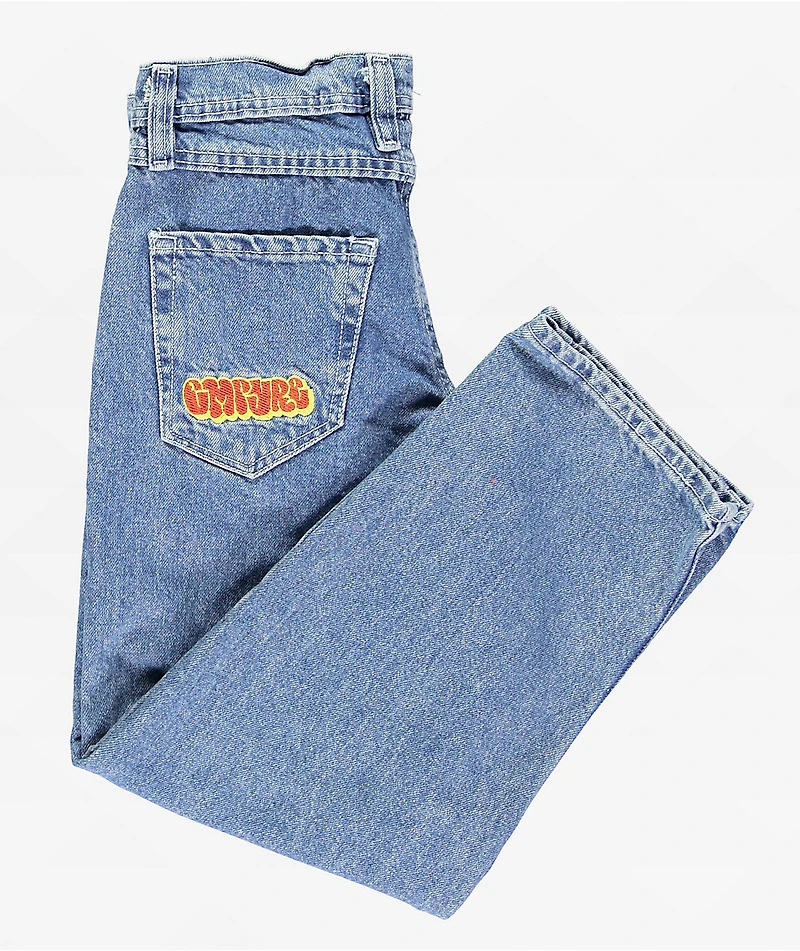 Empyre Kids Embroidered Loose Fit Blue Denim Skate Jeans