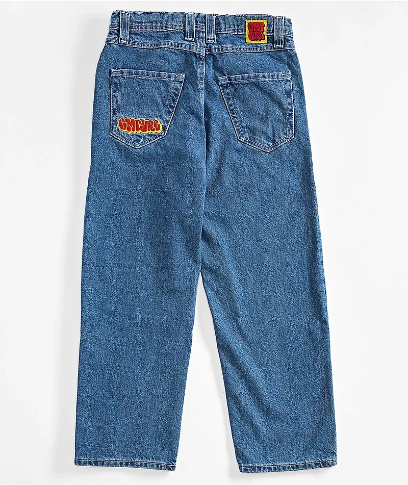 Empyre Kids Embroidered Loose Fit Blue Denim Skate Jeans